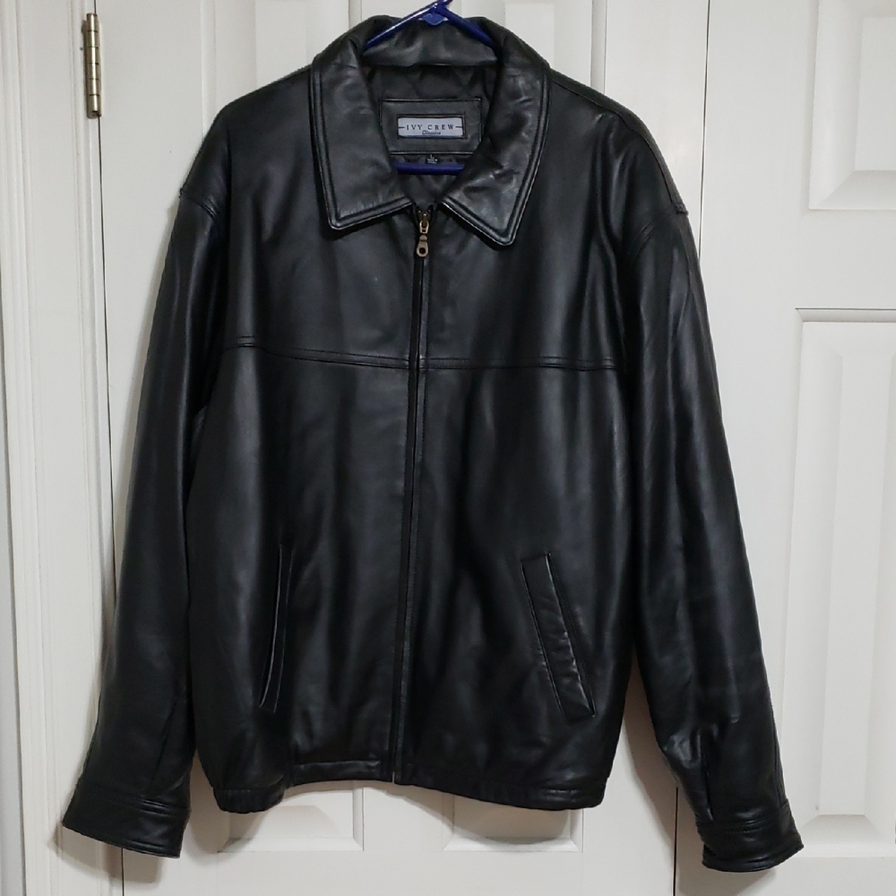Vintage Ivy & Crew Classics Black Leather Jacket Size Large